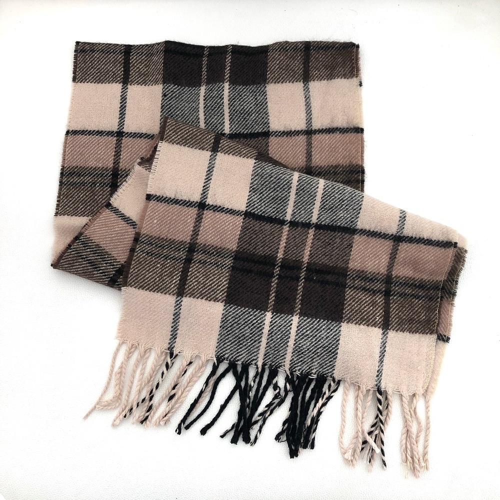 2/$16 Plaid Scarf in Brown and Tan (SD)
